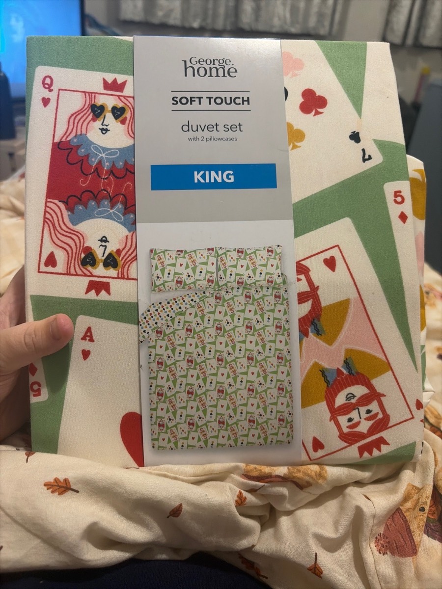 george home — king size soft touch duvet set — playing card design — new