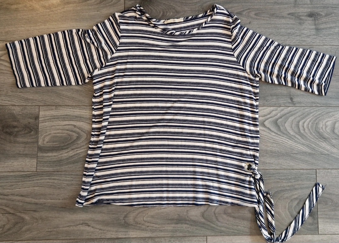Navy and White Stripey 3/4 Sleeved Top