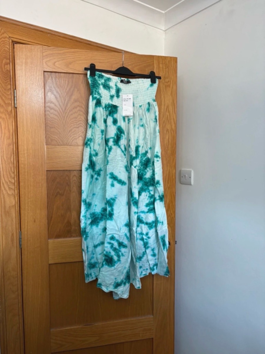 BlackBerry Wide Leg Trousers Colour White/ Green One Size 10-16