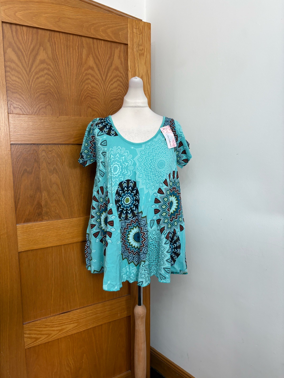 New Collection Short Sleeve Swing Top Colour Aqua One Size 10-18