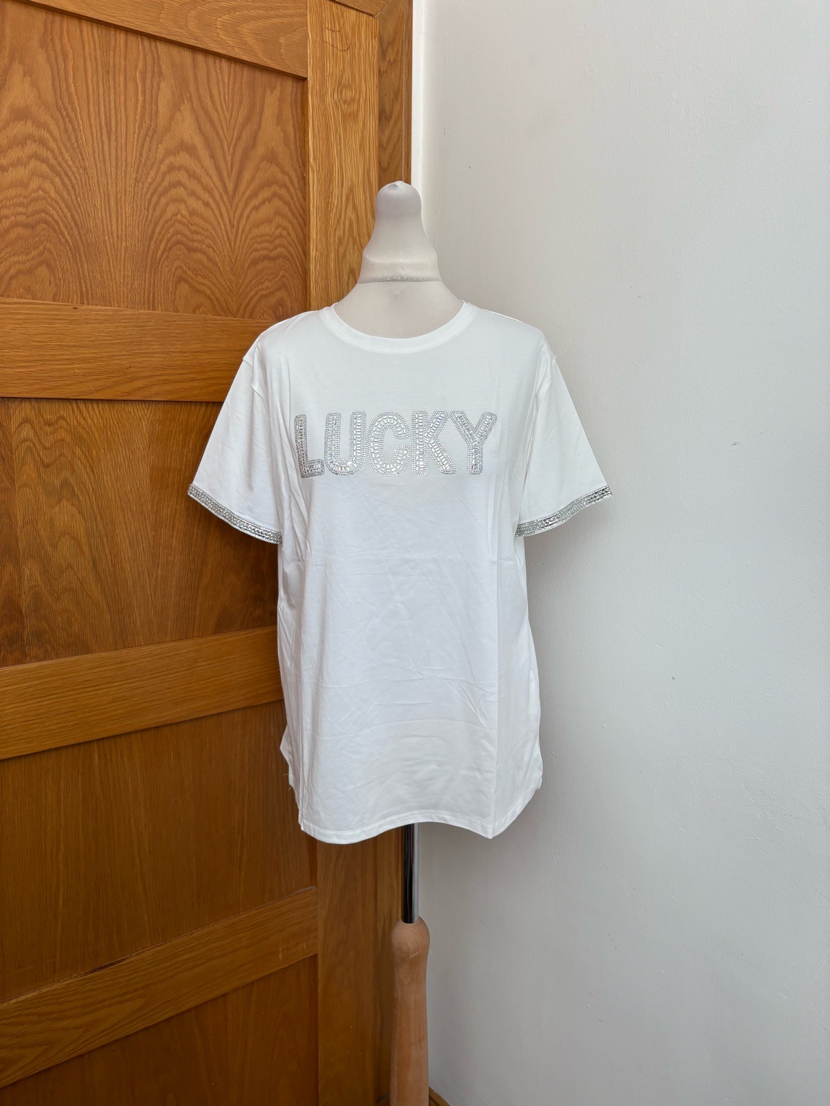 Evelin 'Lucky' Short Sleeve Top Colour White Size XL/XXL
