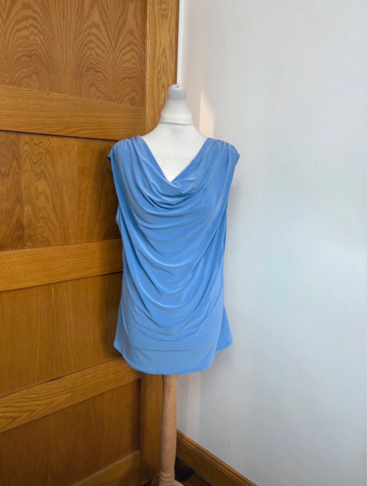Virgo Boutique Cowl Neck Sleeveless Top Colour Blue One Size 10-20