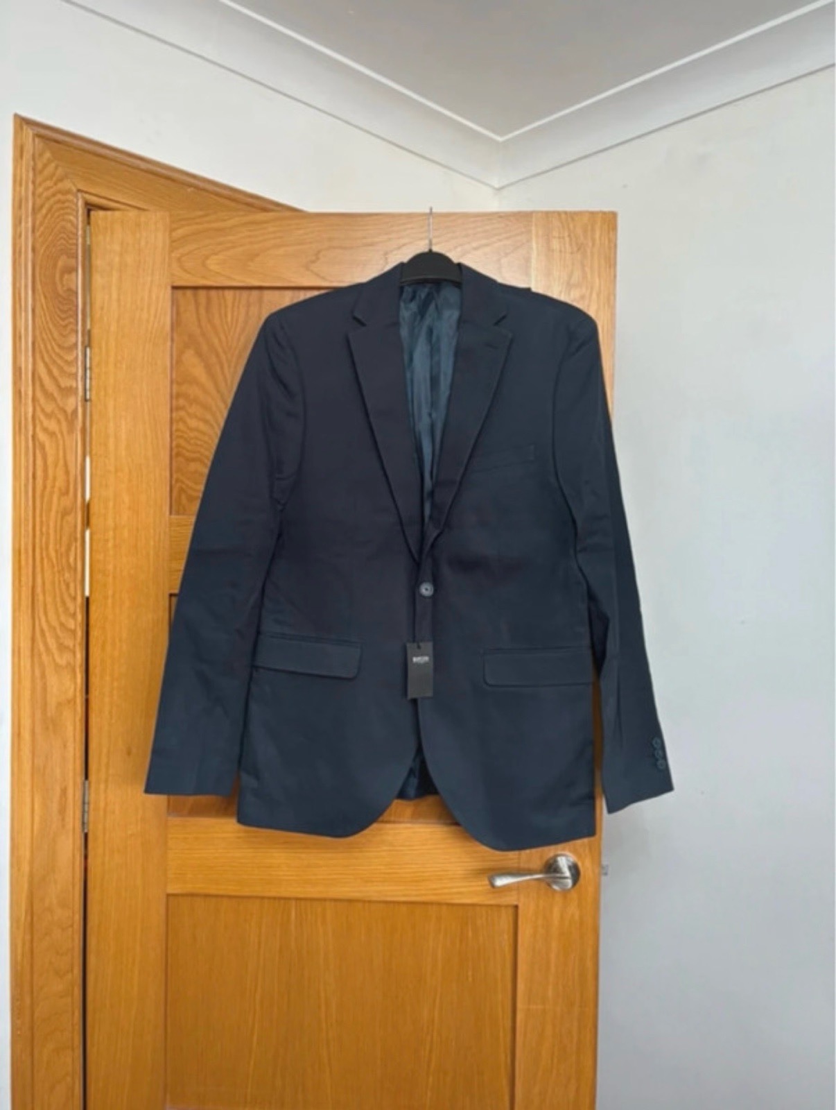 Burton Menswear London single breasted cotton blazer Size 40R Colour Navy
