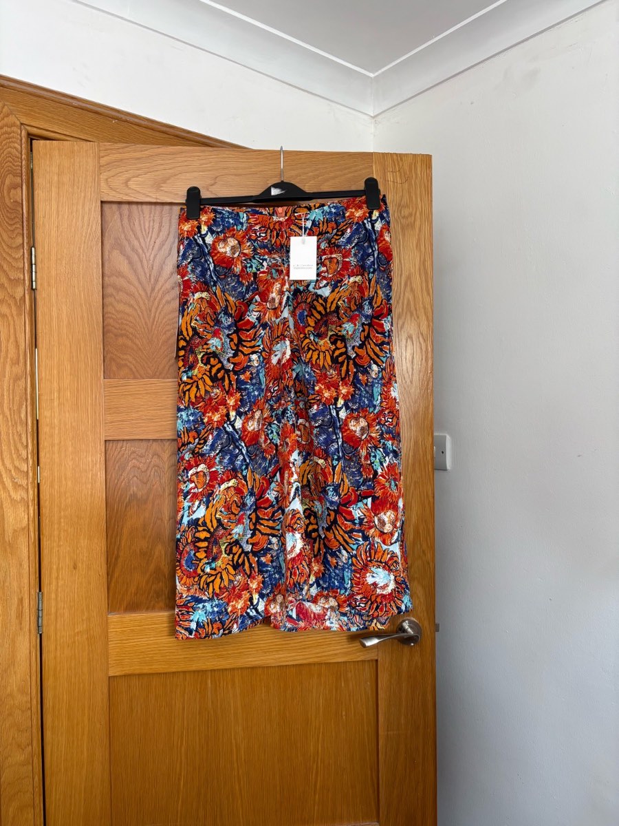 Zibi London Sunflower Ruched Midi Skirt Colour Orange Sunflowers Size 12