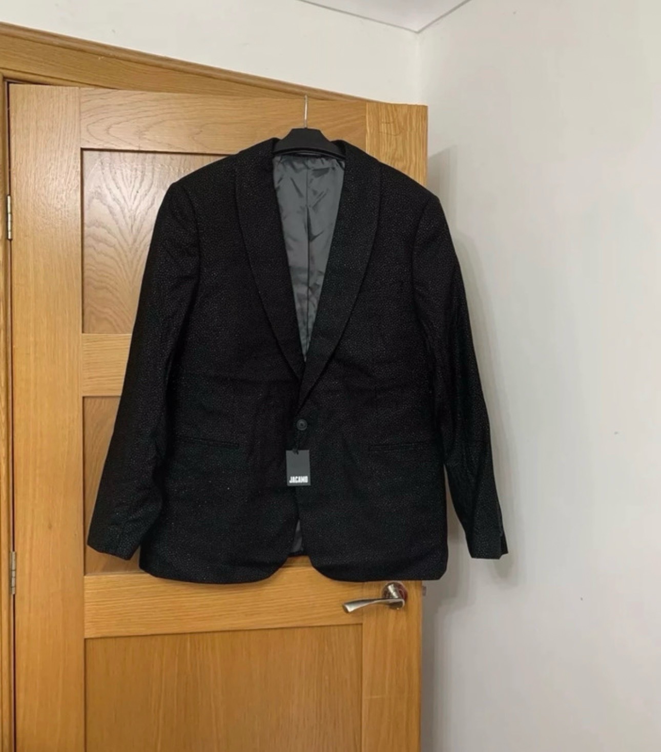 Jacamo Black Glitter Regular Fit Party Blazer Colour Black Size 46 Regular