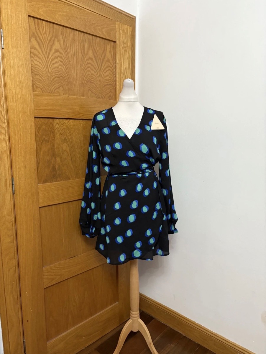 Dancing Leopard Ginger Mini Wrap Dress Colour Black Multi Size 14
