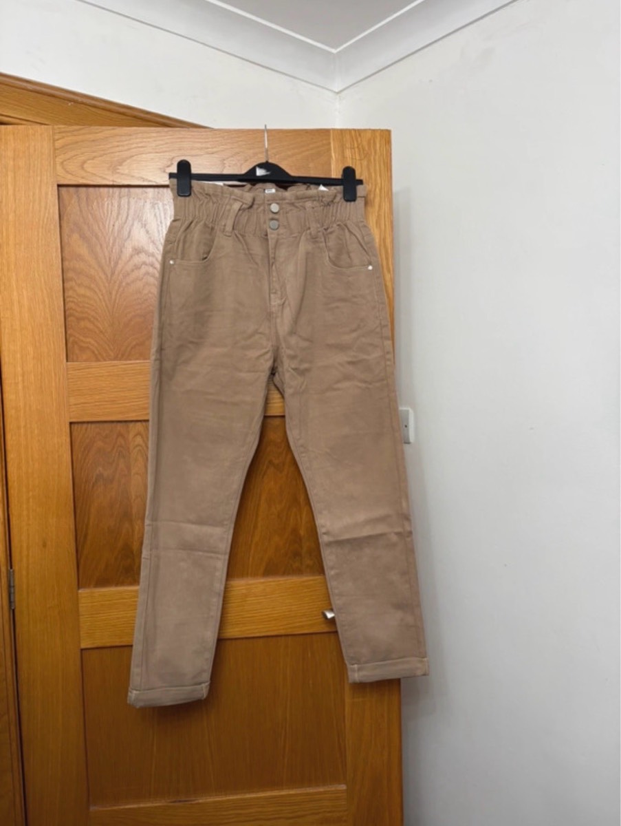 G-Smack Paperbag Waist Roll Leg Jeans Colour Beige Size 12