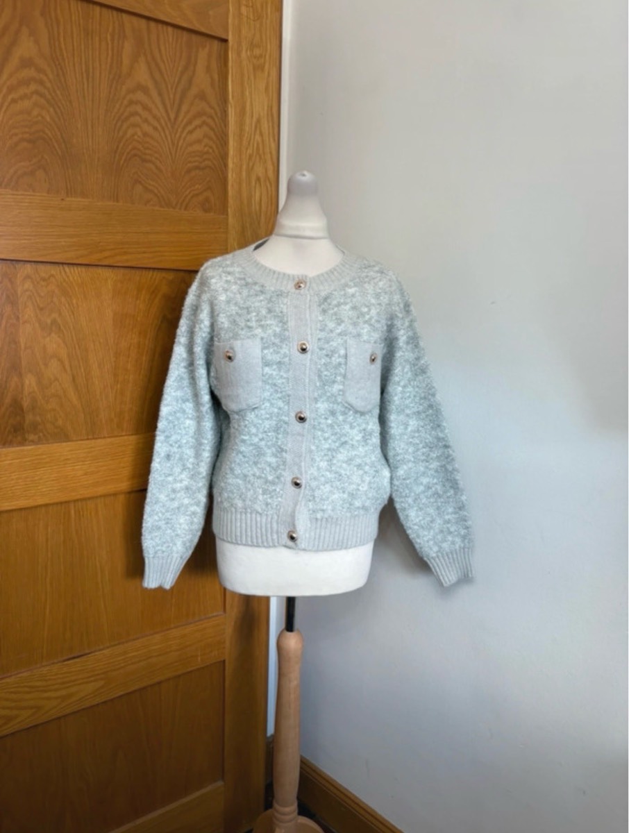 Jollya Button Front Cardigan Colour Light Grey One Size 10-16