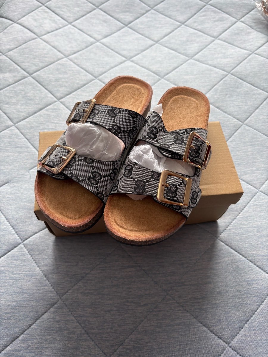 Unbranded Buckle Closure Sandals Colour Grey/Black Size 37 UK Size 4