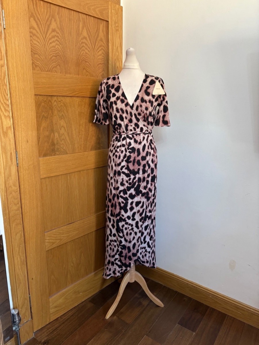 Dancing Leopard Jenna Leopard Wrap Midaxi Dress Colour Pink Size 8