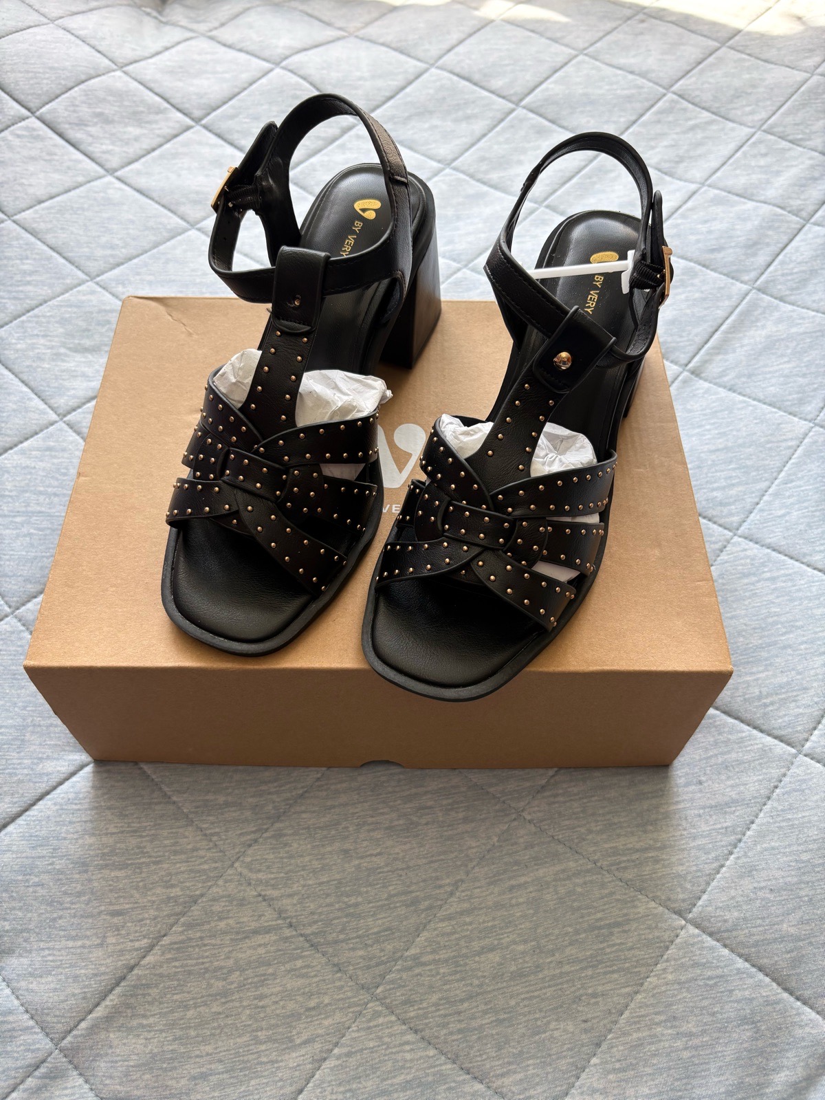 V By Very Stud Detail Sandals Colour Black Size 6