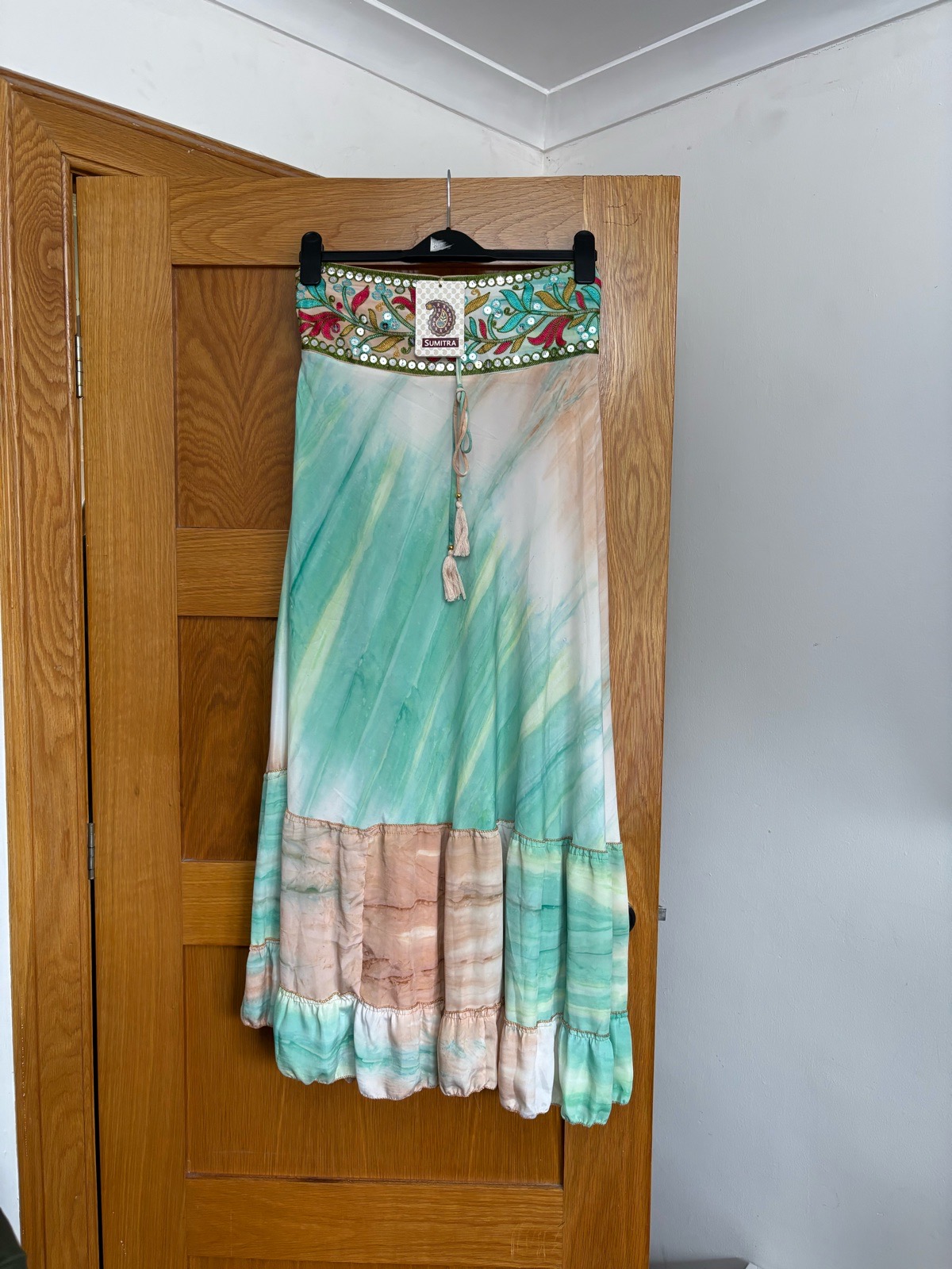 Sumitra Maxi Skirt Colour Beige/Green One Size 10-16