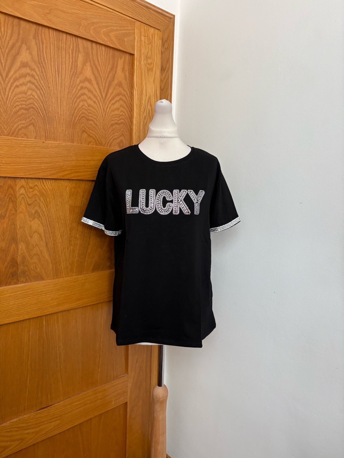 Evelin 'Lucky' Short Sleeve Top Colour Black Size XL/XXL