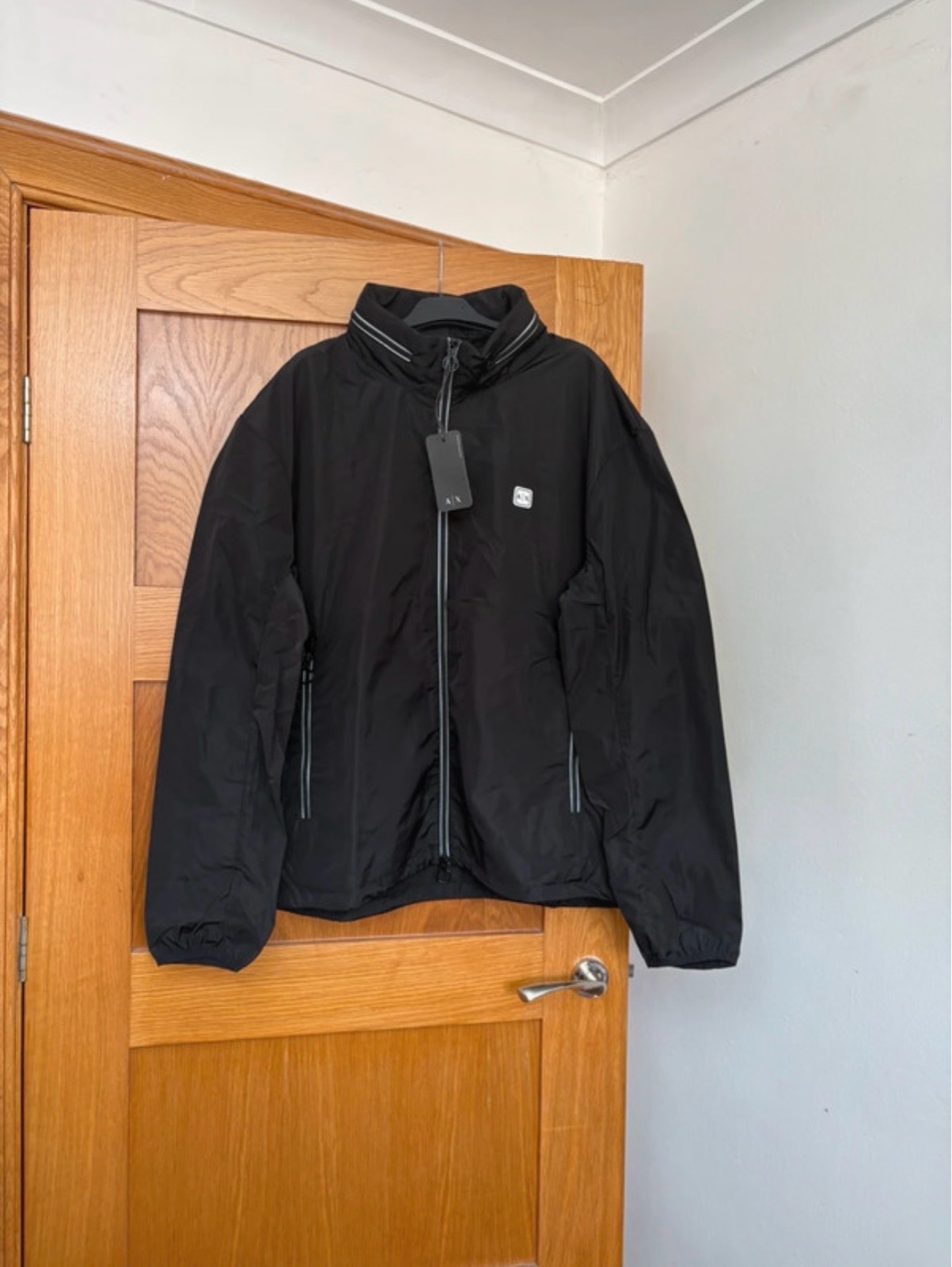 Armani Exchange Patch Logo Long Sleeve Zip Harrington Jacket Colour Black Size XL