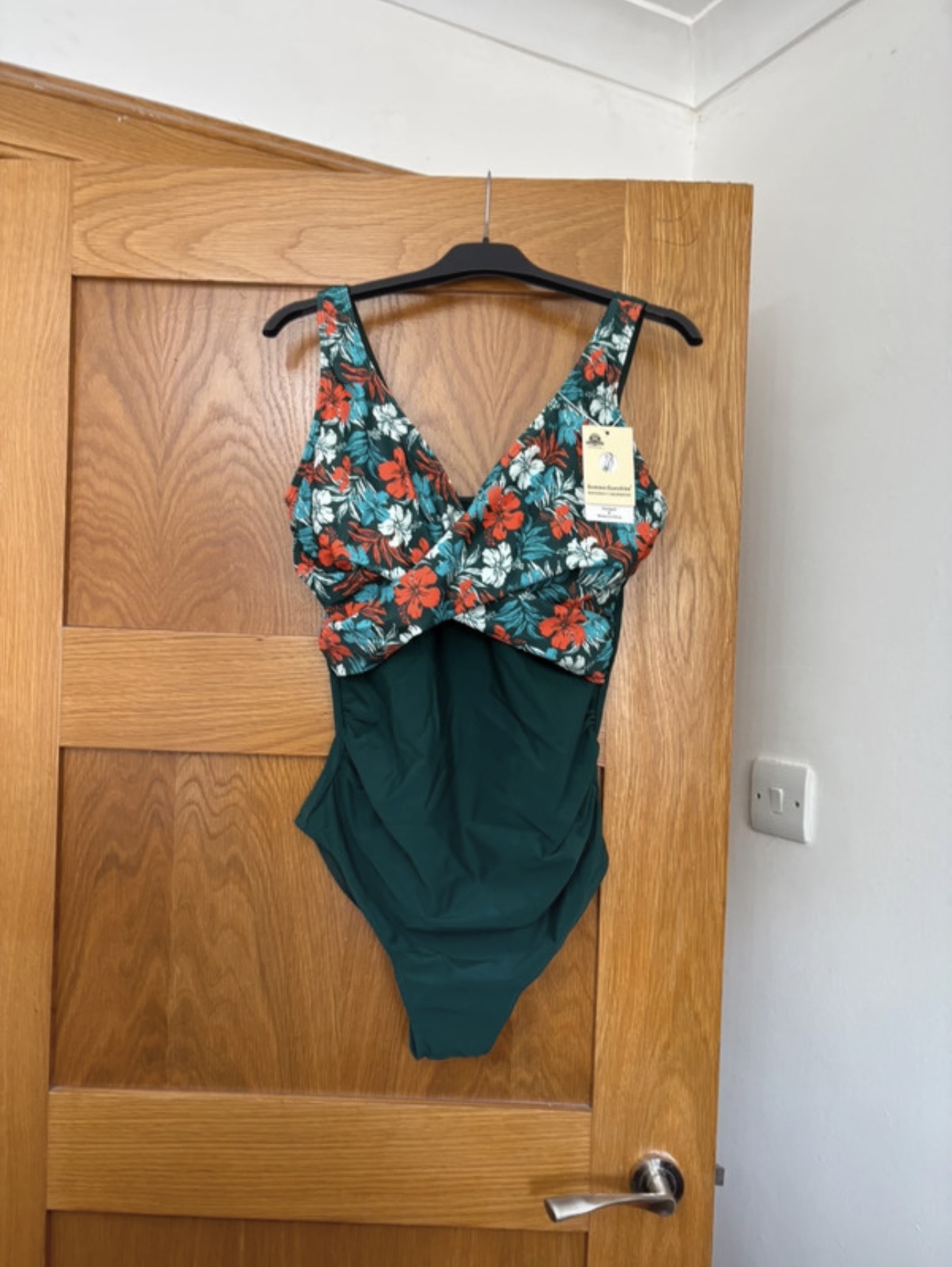 Summer Sunshine Maternity Swimming Costume Colour Dark Green Multi Size S UK Size 8/10