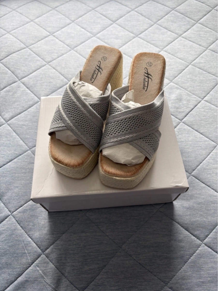 Mulanka Wedge Sandals Colour Silver Size 37 UK Size 4