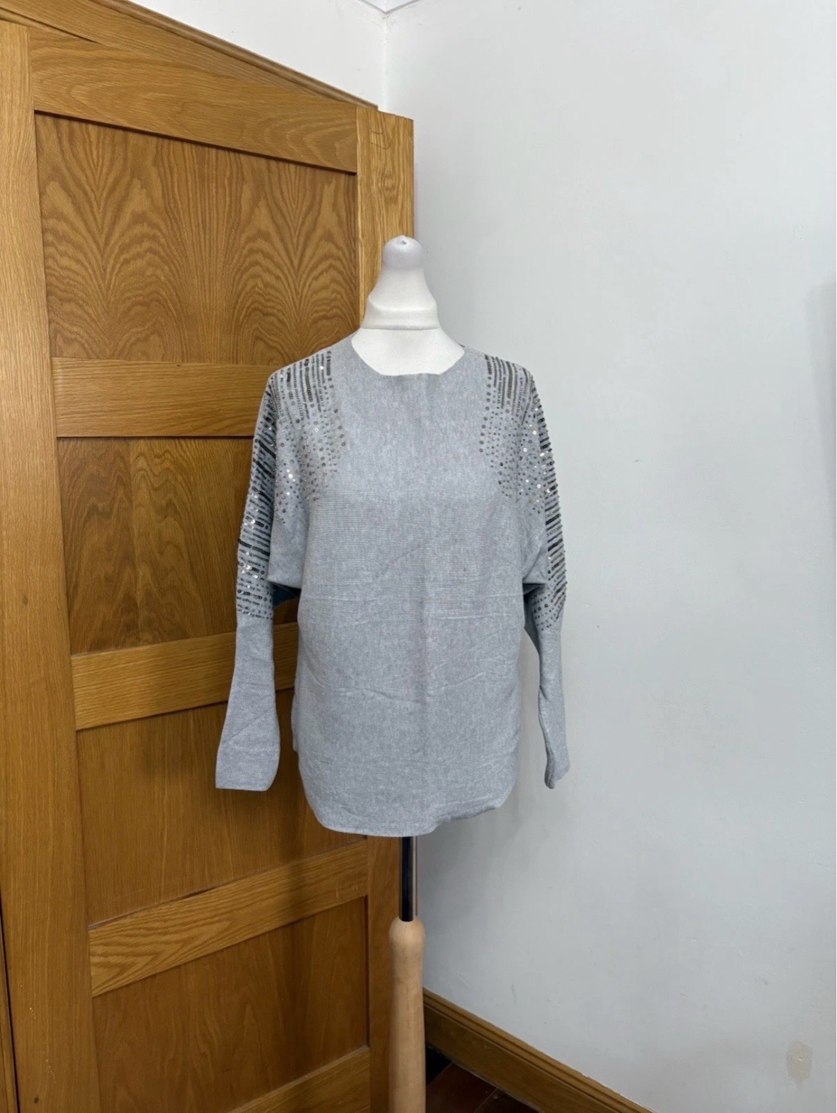 Best Live Sequin Batwing Jumper Colour Grey One Size 10-16