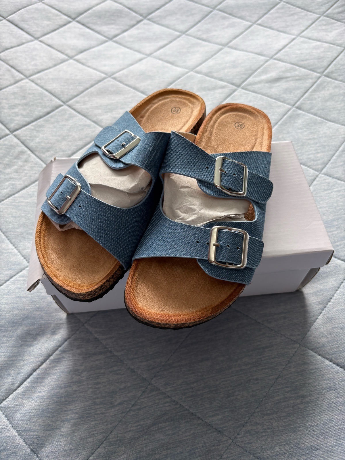 No Brand Buckle Sandals Colour Denim Blue Size 38 UK Size 5
