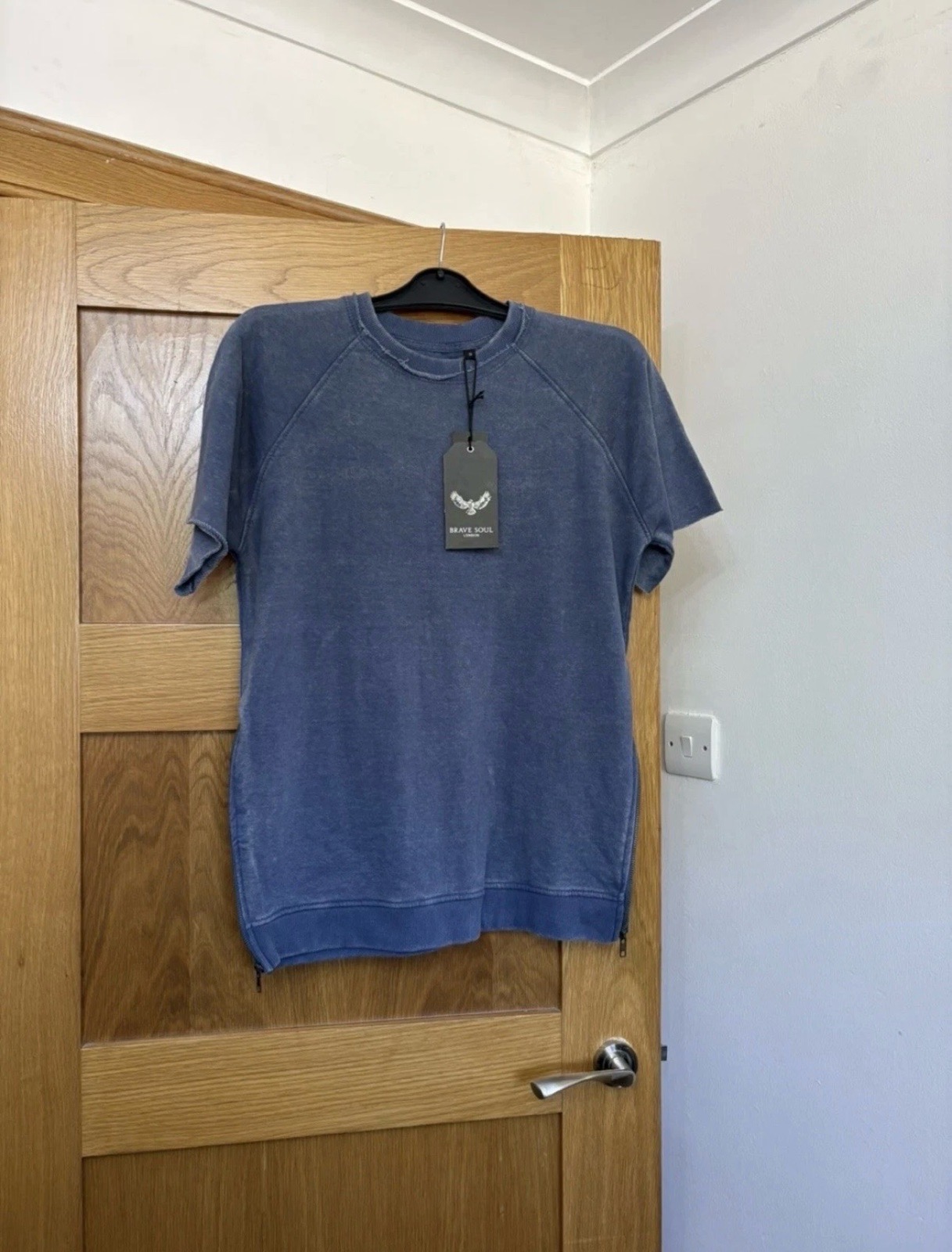 Brave Soul Zip Side Casual T-Shirt Colour Denim Size S