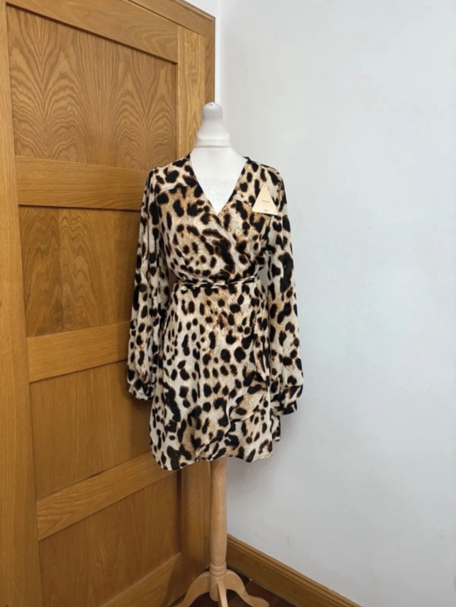Dancing Leopard Leopard Print Mini Dress Colour Brown/Black Size 14