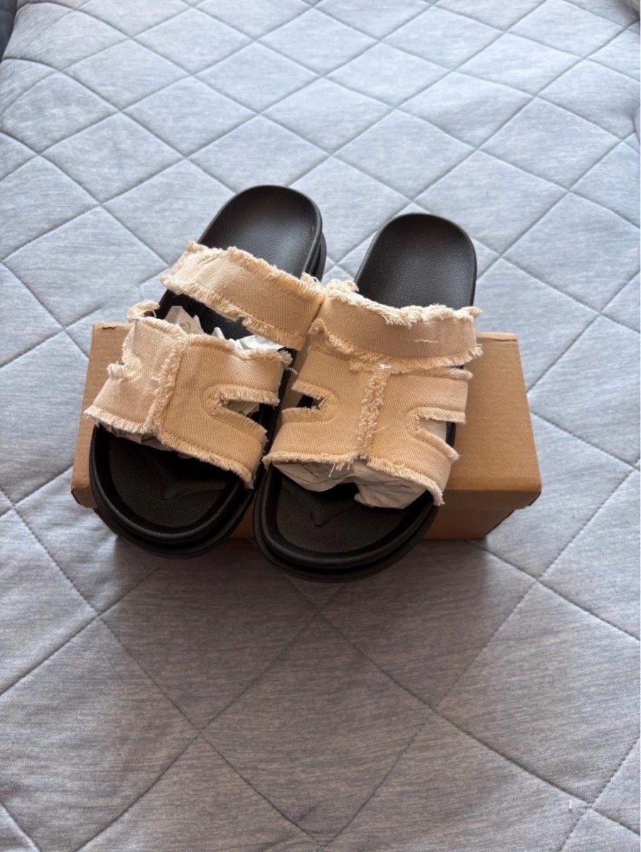Unbranded Denim Flatform Sandals Colour Beige Denim Size 37 UK Size 4