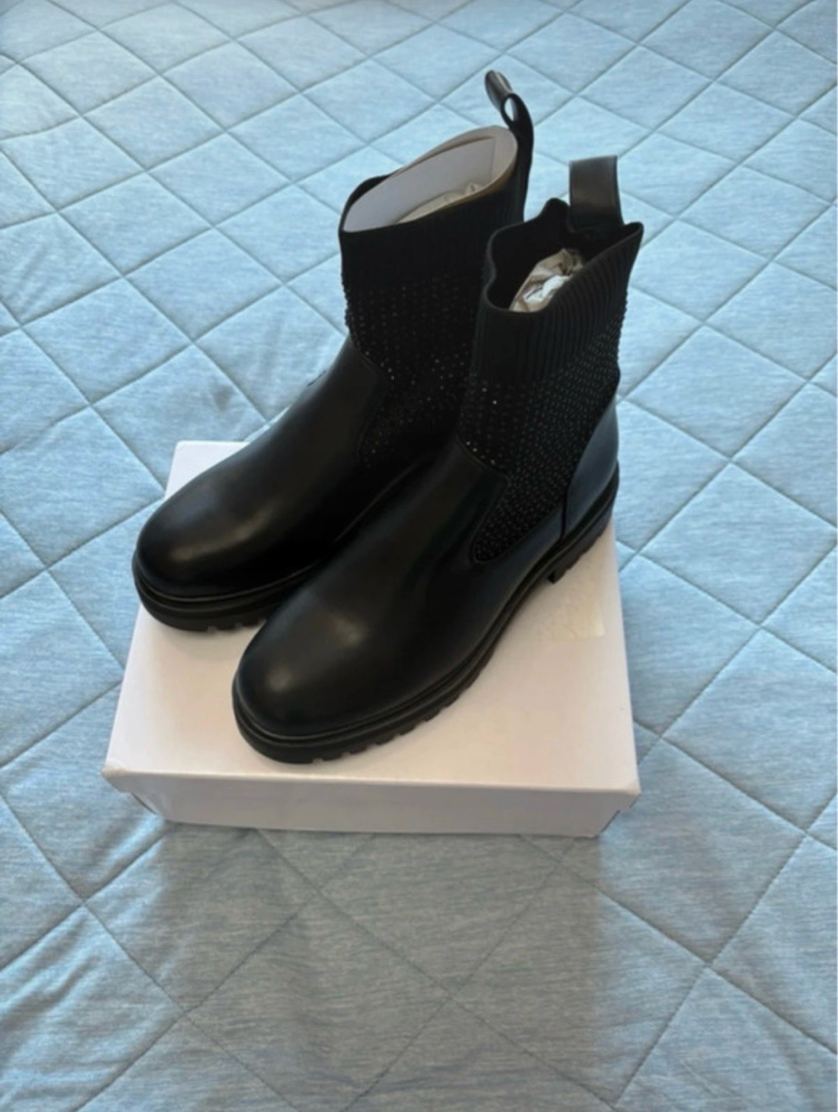Day-Vine Rhinestone Chunky Ankle Boots Colour Black Size 38 UK Size 5