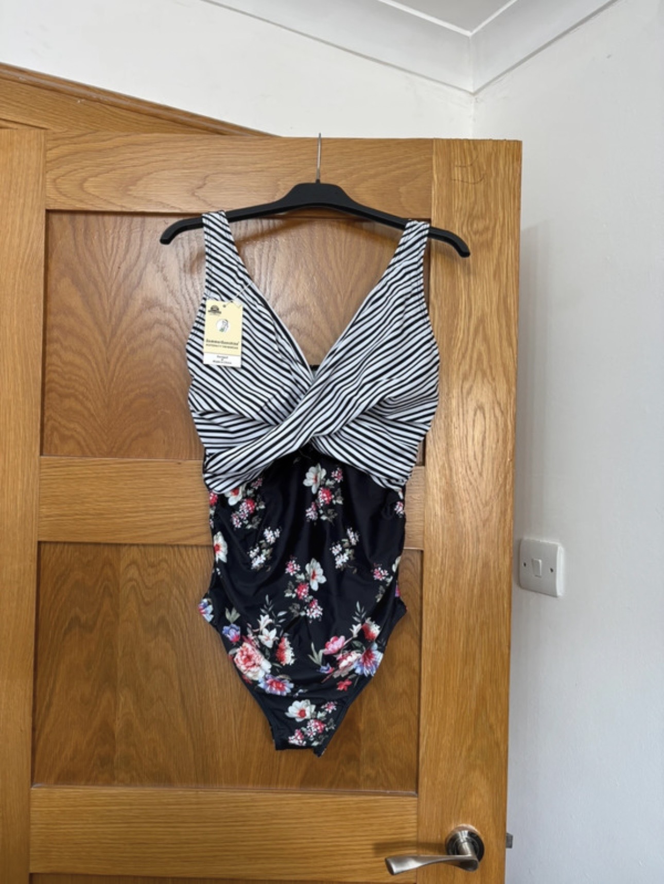 Summer Sunshine Maternity Swimming Costume Colour Black Multi/Black Stripe Size S UK Size 8/10
