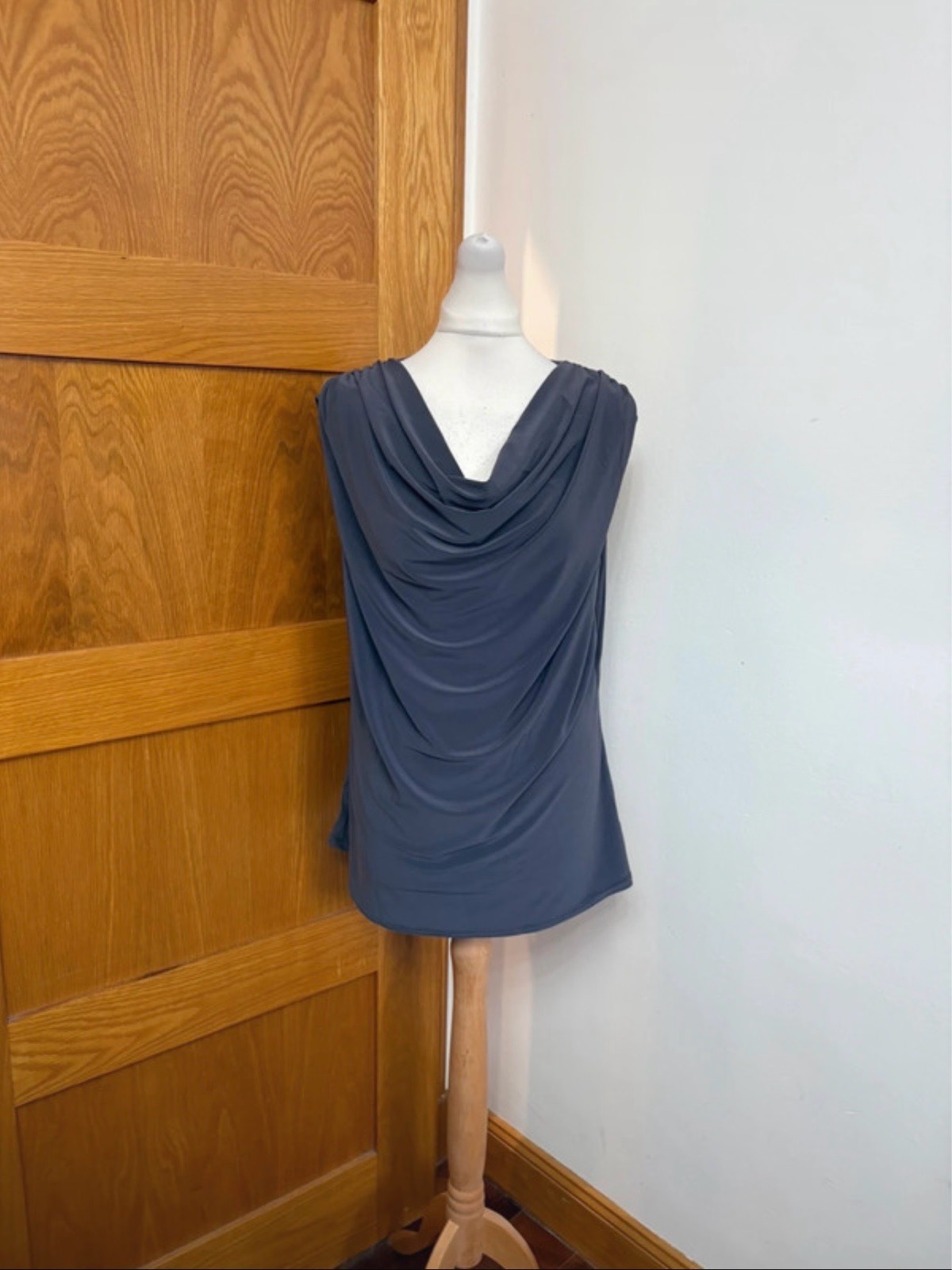 Virgo Boutique Cowl Neck Sleeveless Top Colour Dark Grey One Size 10-20