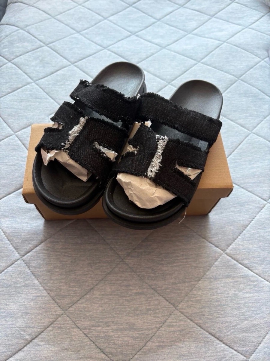 Unbranded Denim Flatform Sandals Colour Black Denim Size 37 UK Size 4