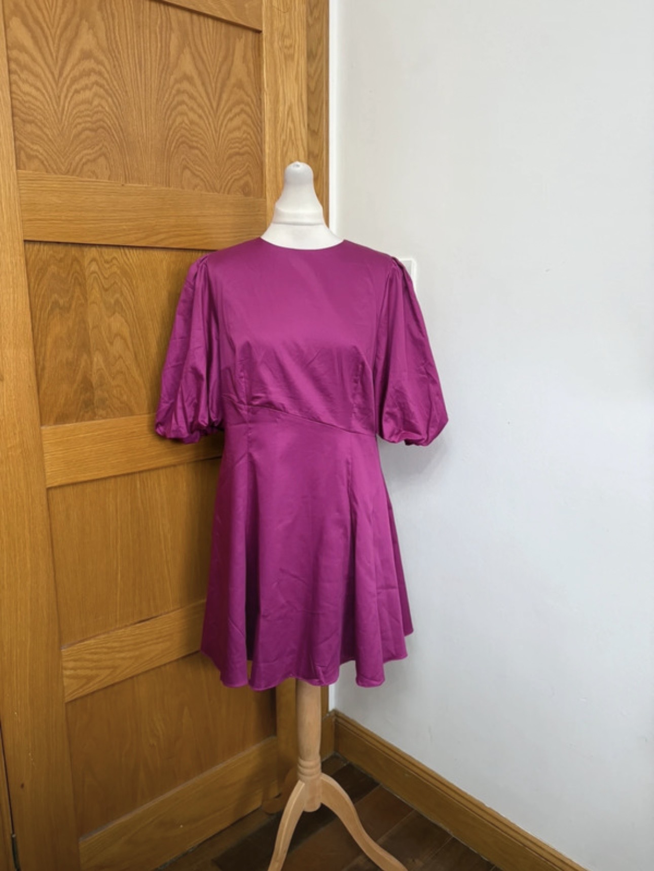V by Very Puff Sleeve Dress Colour Plum Size 14