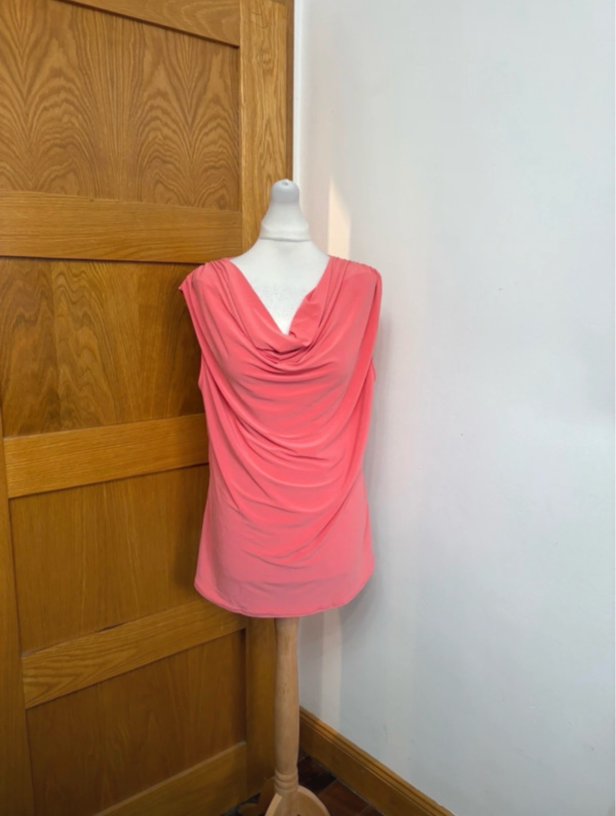 Virgo Boutique Cowl Neck Sleeveless Top Colour Coral One Size 10-20