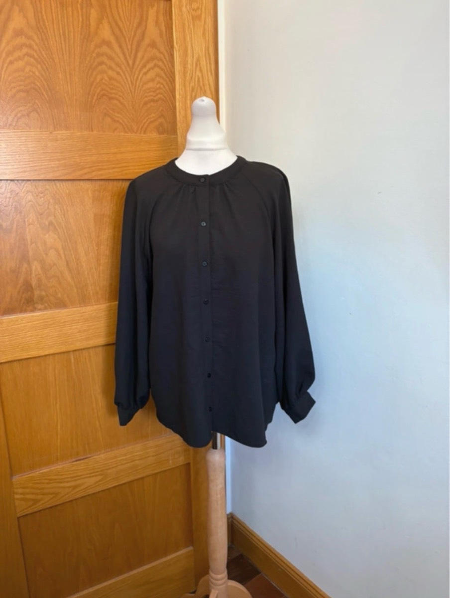 George Long Sleeve Button Front Blouse Colour Black Size 16