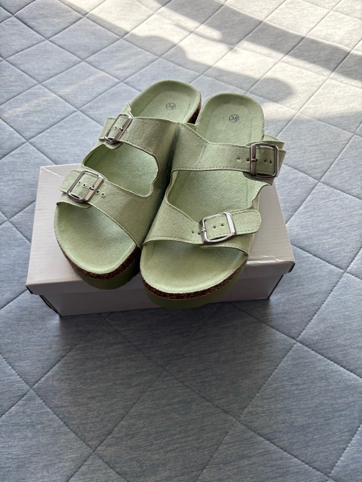 No Brand Buckle Flatform Sandals Colour Mint Green Size 38 Uk Size 5