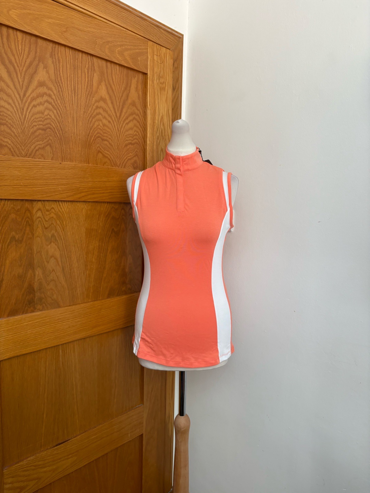 Callaway Colour Block Sleeveless Polo Top Colour Persimmon Size S