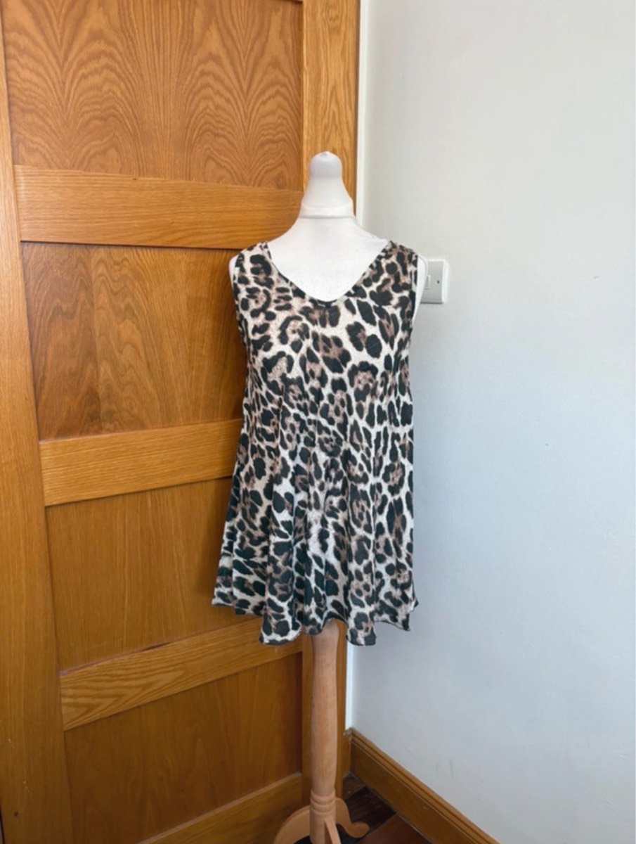 Virgo Boutique Sleeveless Top Colour Brown Leopard One Size 10-18