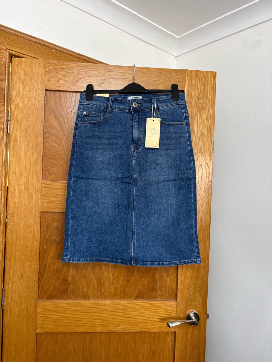 i dodo Denim Midi Skirt Colour Blue Size 40 UK Size 12