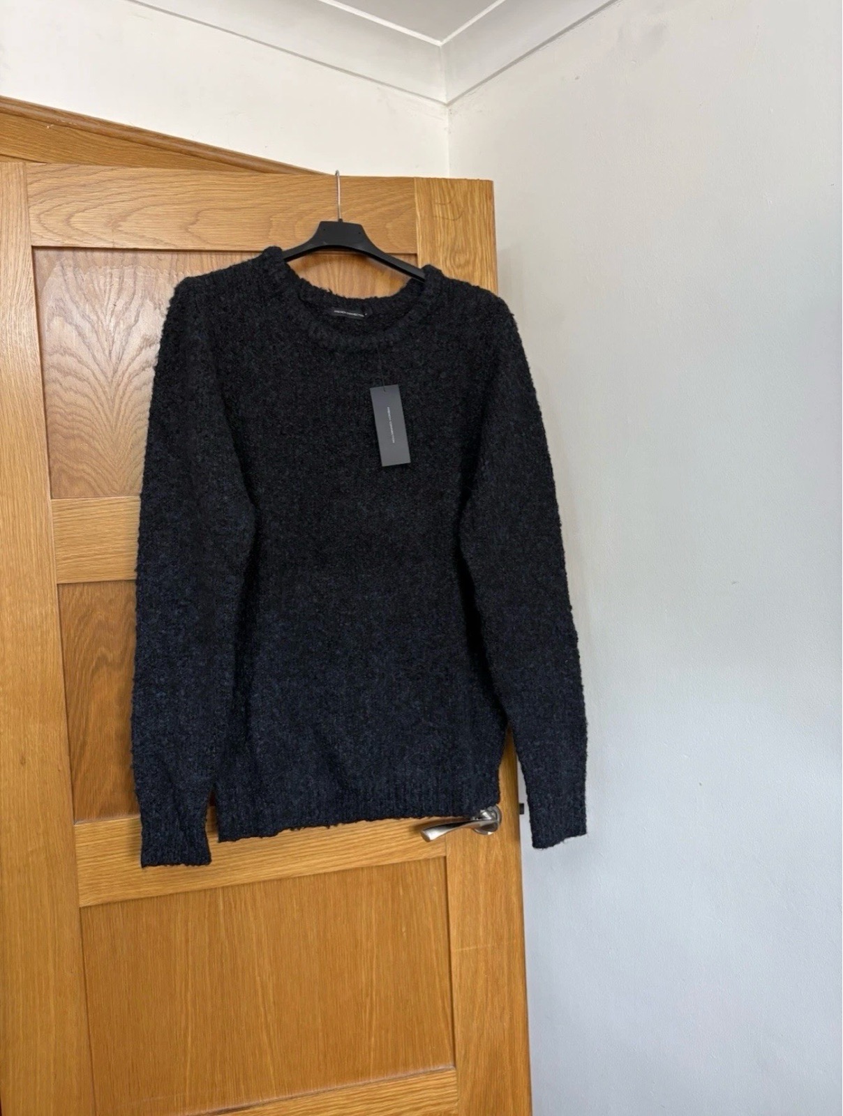 French Connection Blue Twisted Boucle Crew Neck Jumper Colour Navy Size XL