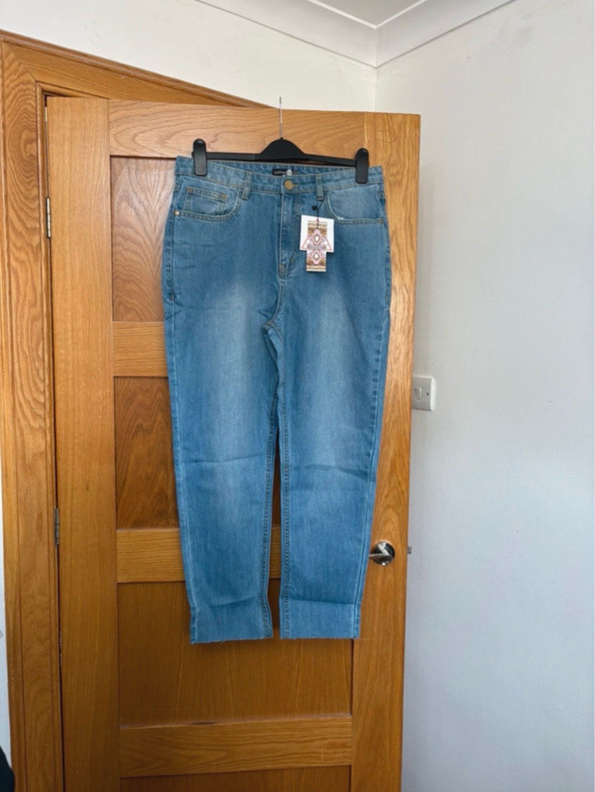 Boohoo High Waist Mom Jeans Colour Mid Blue Size 14