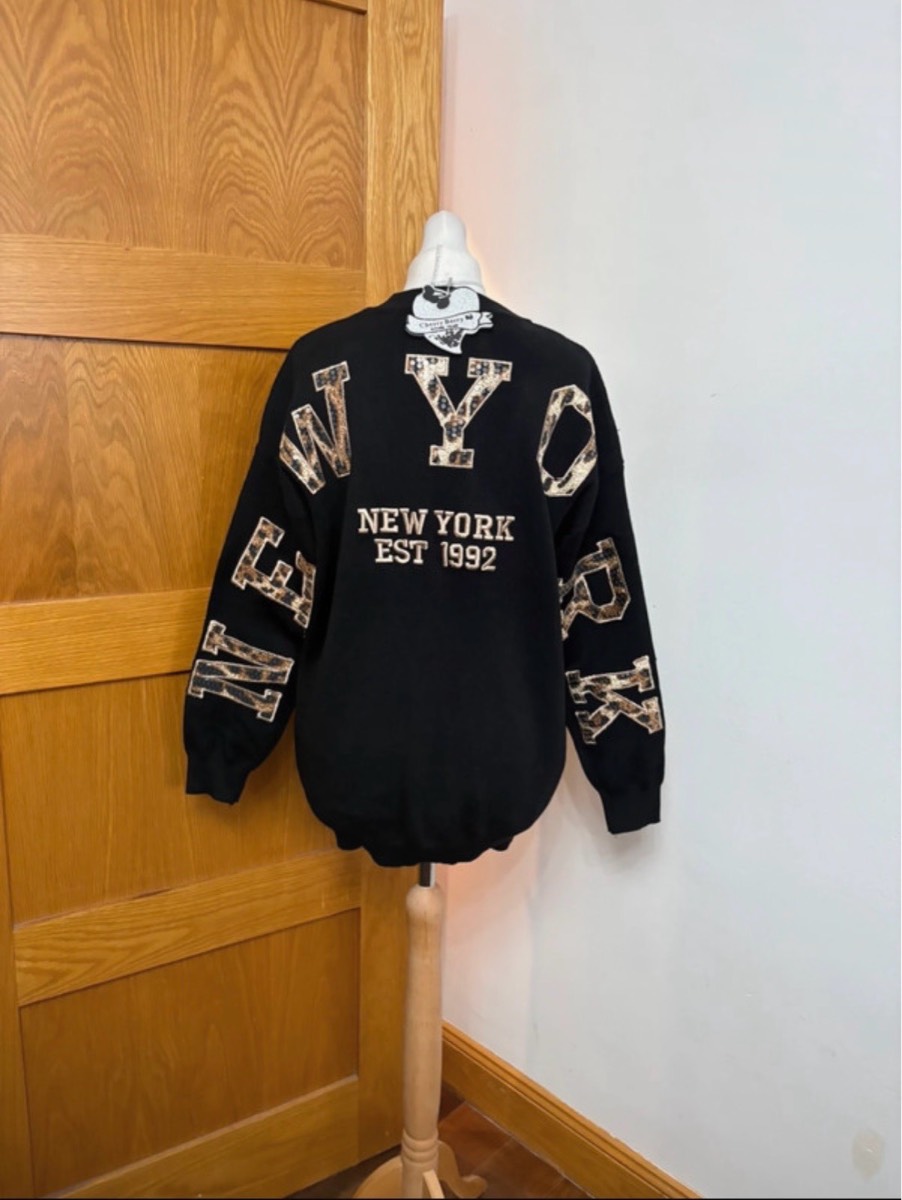 Cherry Berry New York Sequin Jumper Colour Black Leopard One Size 12-20