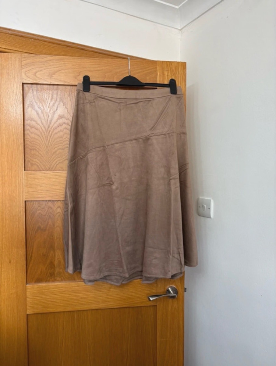 Damart Suedette Midi Skirt Colour Taupe Size 14