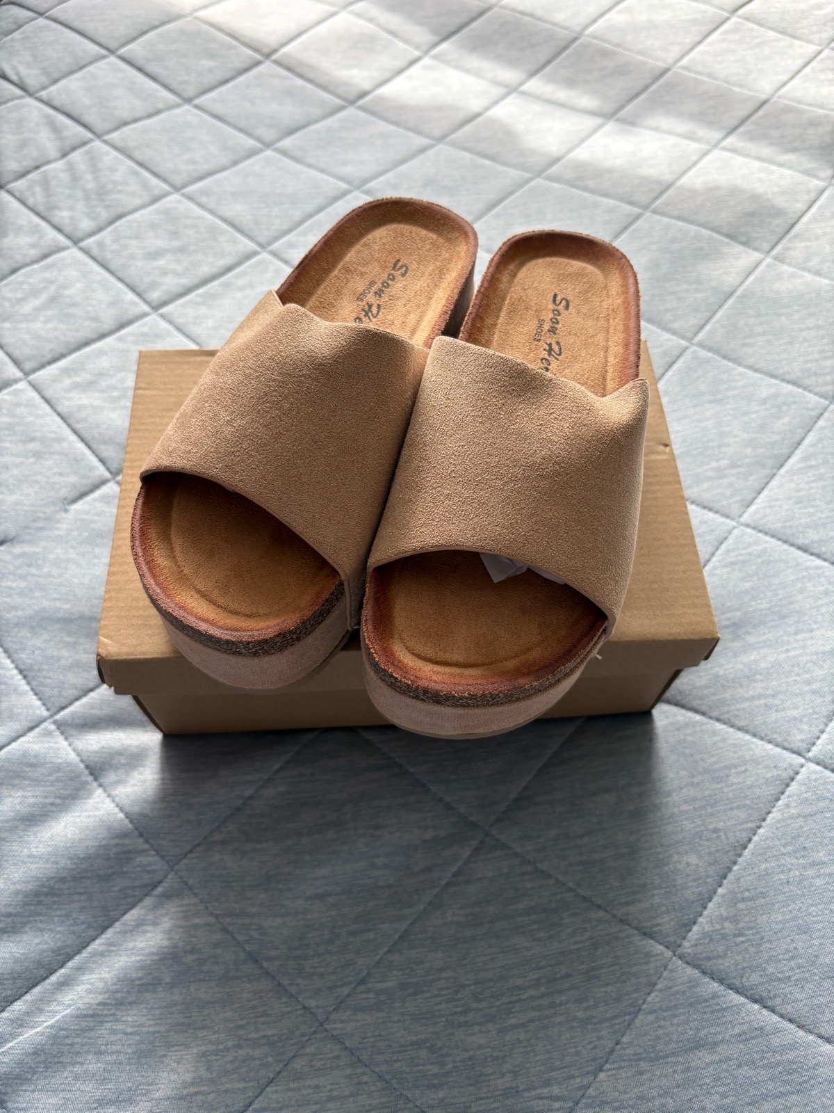Soon Her Flatform Wedge Sandals Colour Khaki Size 36 UK Size 3