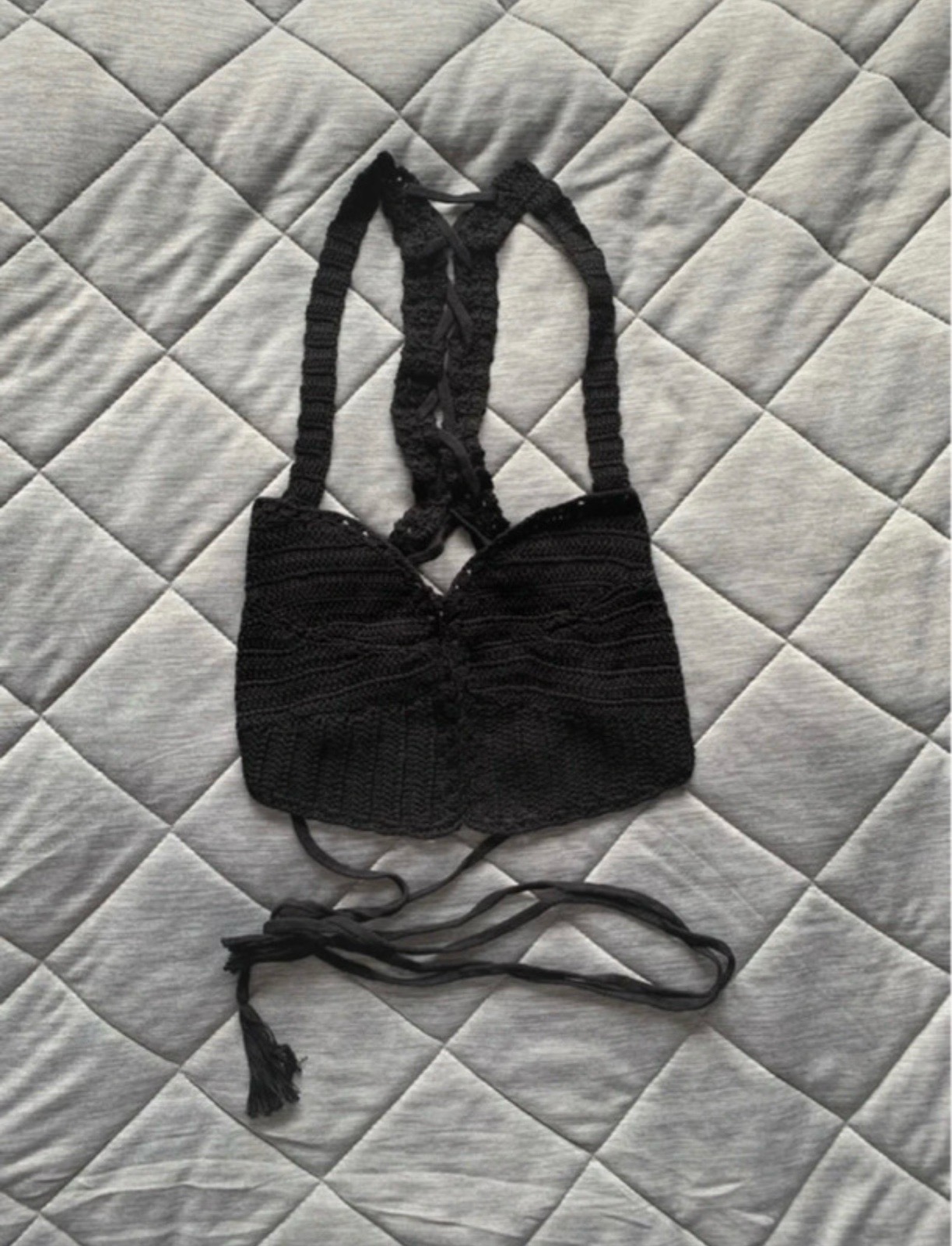 Free People Intimately crochet we go' longline top Size L Colour Black