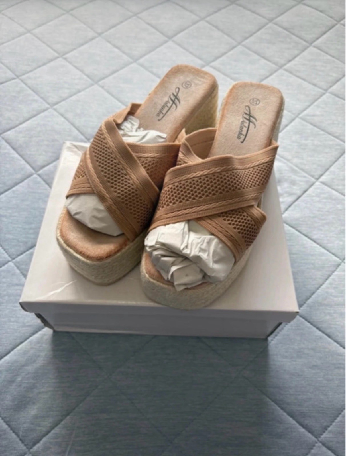 Mulanka Wedge Sandals Colour Khaki Size 37 UK Size 4