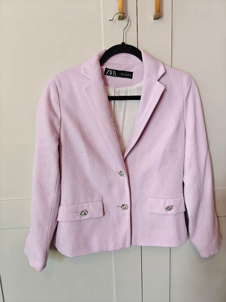 Zara Lilac Blazer- Jewelled Rhinestone Buttons- Size Small