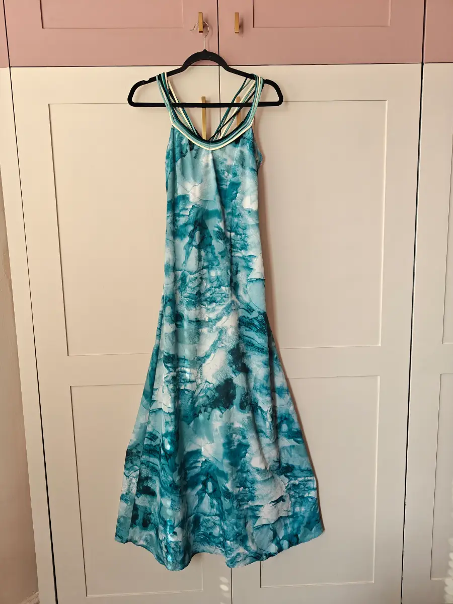 Vintage Y2K Abstract Strappy Cami Slip Maxi Dress