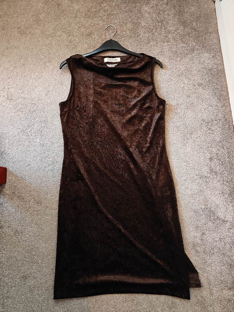 Vintage Prisma Velvet Style Jacquard Pattern Body Con Dress- Made in Italy- Size 10
