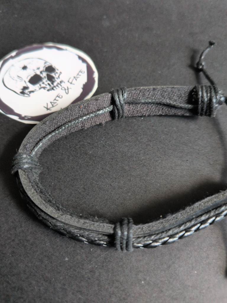 Black Faux Leather Bangle