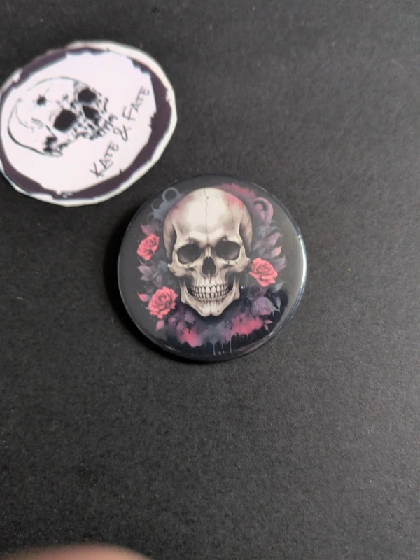 Floral Skull Pin Badge • Goth