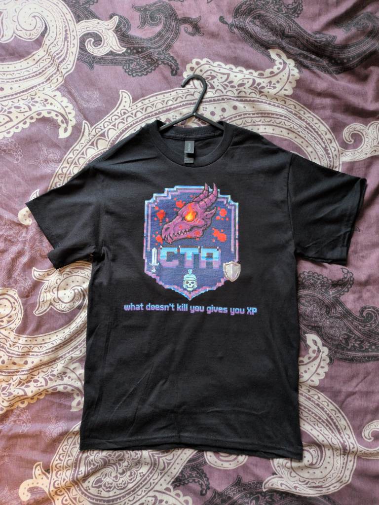 Brand New "Call To Action" Gaming T-Shirt • Pixel Art Dragon RPG Tee