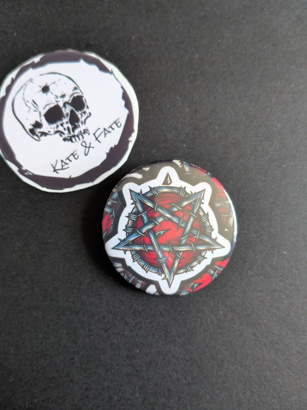 Brand New Barbed Wire Pentagram Pin Badge • Goth / Occult Style